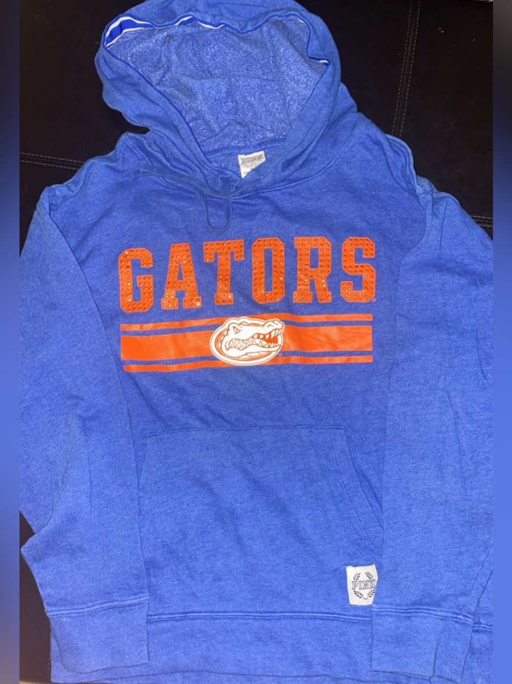 PINK Victoria's Secret Royal Blue Pullover Hoodie with Orange GATORS Graphic